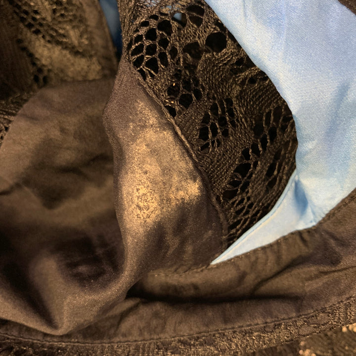 BALENCIAGA Size S Black Blue Polyester Blend Lace Sleeveless Shirt