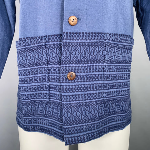 S M R DAYS Size M Blue Jacquard Border Cotton Jacket
