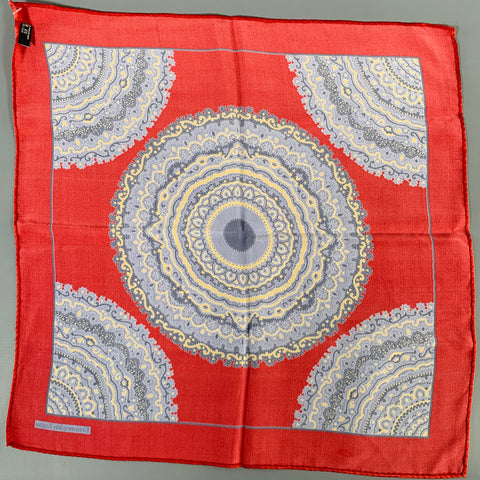 ERMENEGILDO ZEGNA Red Blue Silk Pocket Square