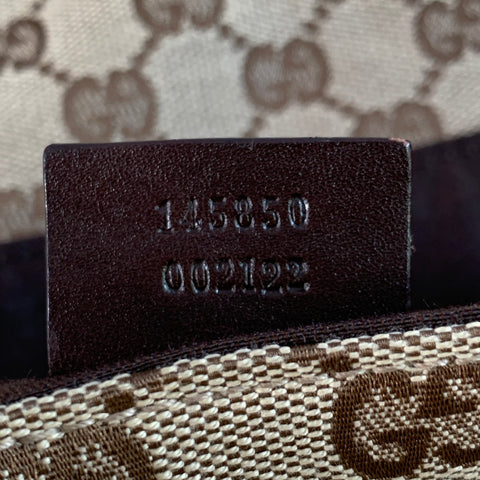 GUCCI Guccissima Brown Beige Monogram Canvas Leather Trim Messenger Bag