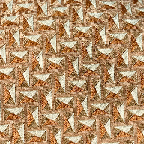 ERMENEGILDO ZEGNA Beige Tan Geometric Jacquard Silk Tie