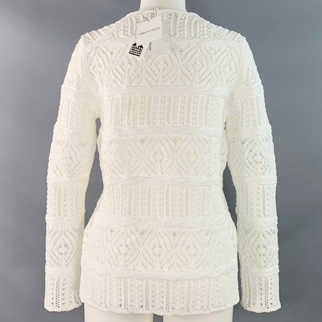 COMME des GARCONS 2022 Size M White Textured Knit Polyester Crew Neck Sweater