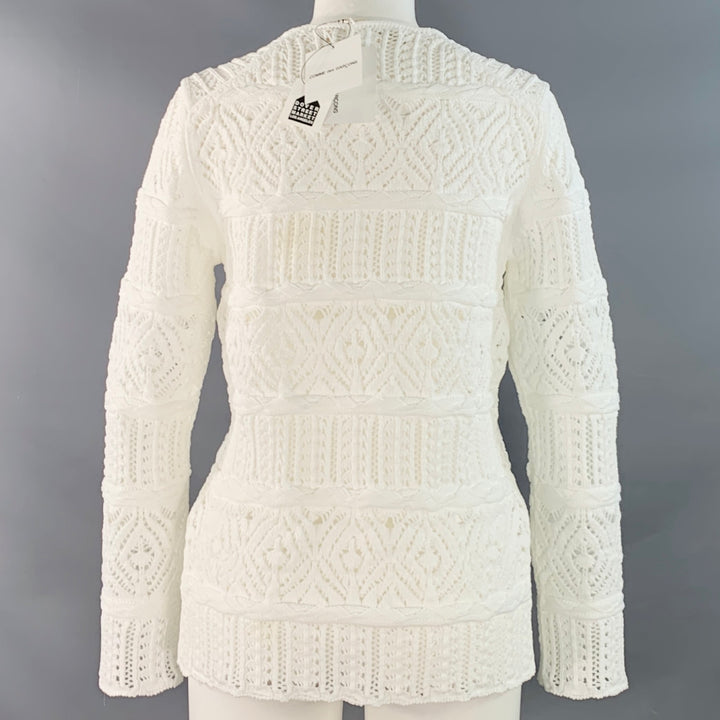 COMME des GARCONS 2022 Size M White Textured Knit Polyester Crew Neck Sweater