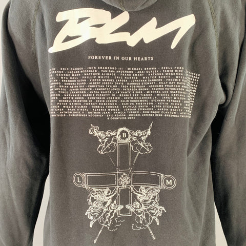 REIGNING CHAMP Size M Black White Logo Cotton Hooded Sweatshirt