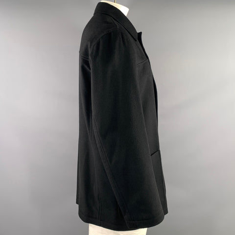 ERMENEGILDO ZEGNA Size L Black Cashmere Button Up Coat