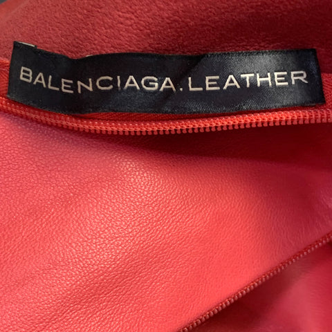 BALENCIAGA Size 8 Red Coral Lambskin Leather Sleeveless Shift Dress