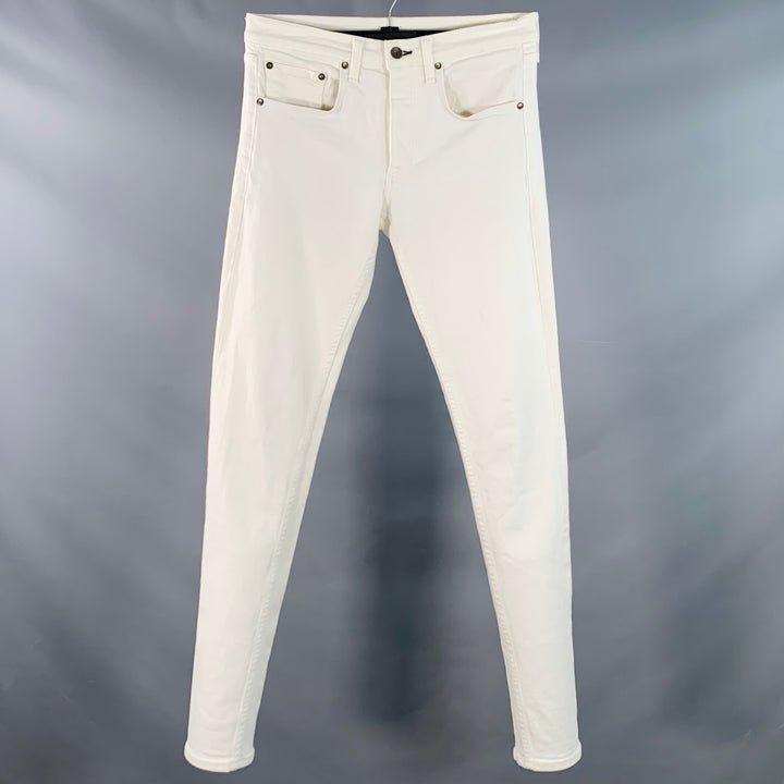 RAG & BONE Size 29 White Cotton Blend Skinny Five Pockets Button Fly Jeans