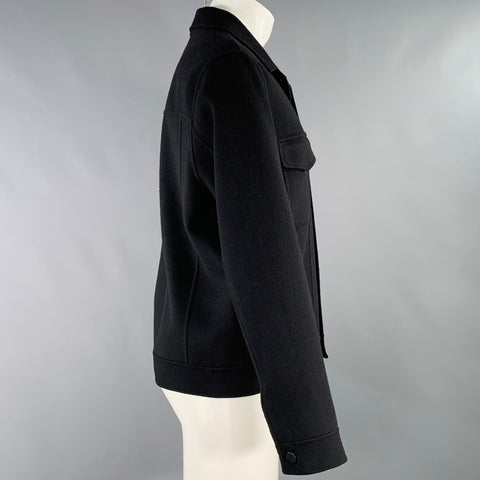 THEORY Size M River Black Cashmere Wool Snaps Jacket