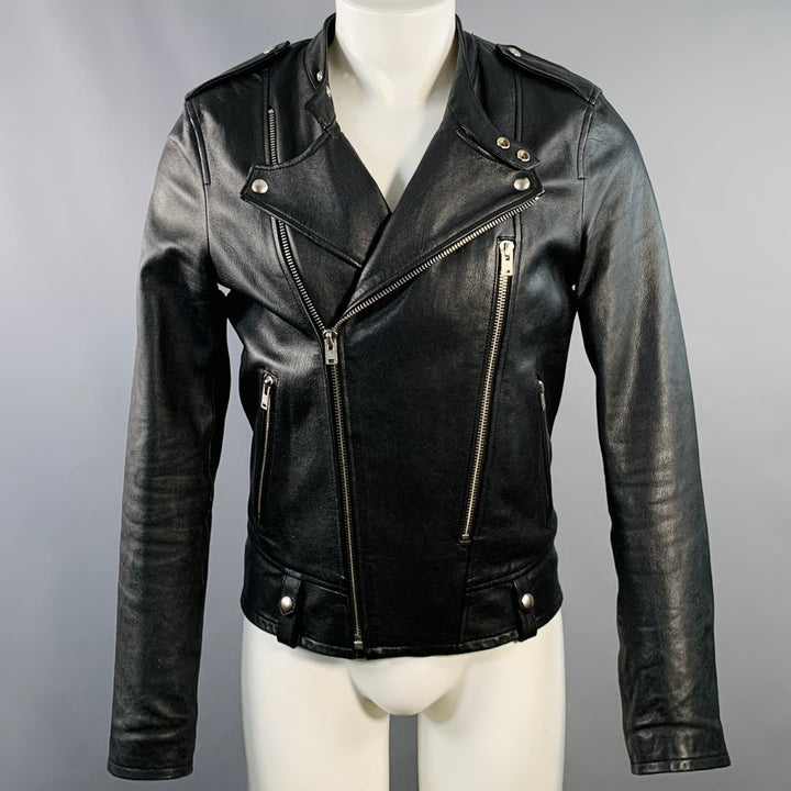 IRO Size M Hydo Black Leather Moto Racer Zip Up Jacket