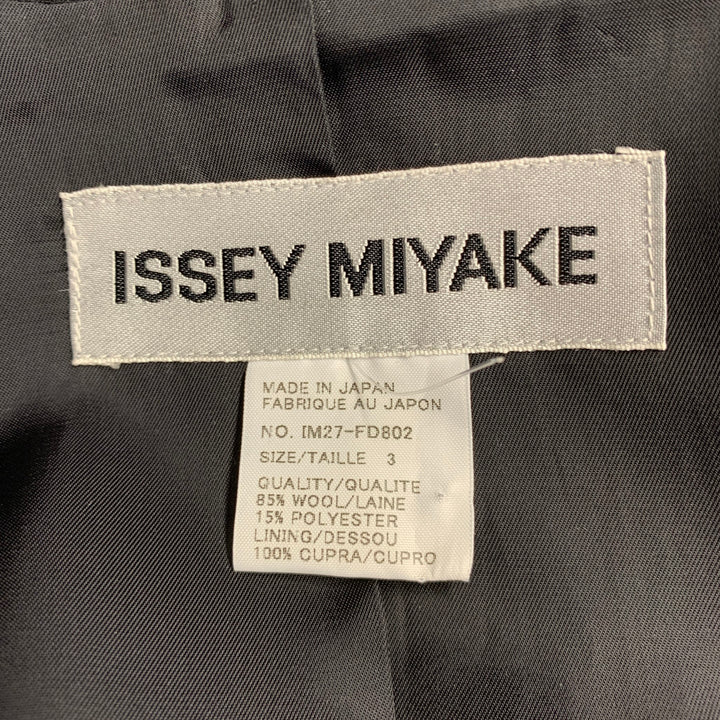 ISSEY MIYAKE Size L Black White Wool Blend Pleated Blazer