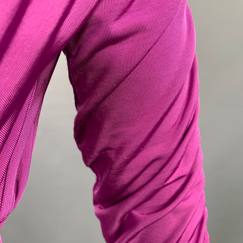 JUST CAVALLI Size 4 Pink Viscose Blend Ruched 3/4 Sleeves Casual Top