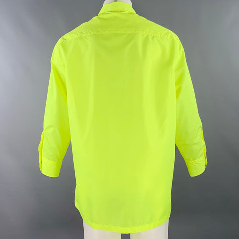 VERSACE Size 36 Neon Yellow Polyester One Pocket Oversized Long Sleeve Shirt