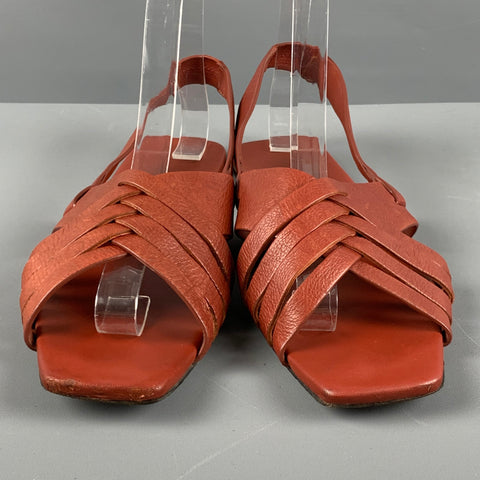 THE ROW Size 8 Brown Leather Flat Sandals
