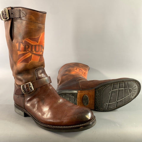 PAUL SMITH Size 8 Brown Antique Leather Pull On Boots