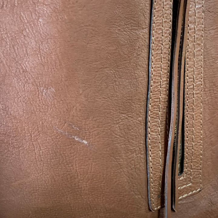 COACH Size 8 Brown Gold Leather Zip Pockets Jacket