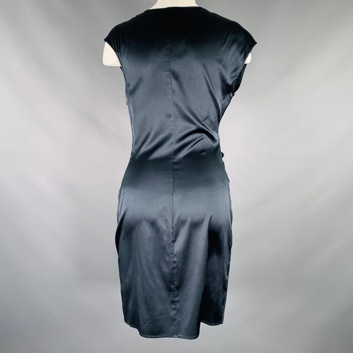 HELMUT LANG Size 2 Navy Silk Blend Cowl Neck Cocktail Dress
