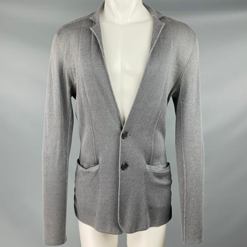 JOHN VARVATOS Cárdigan 2 bolsillos de cachemir de seda gris talla M