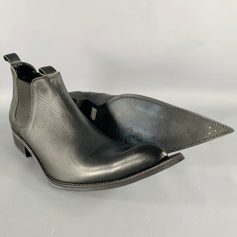 COMME des GARCONS HOMME PLUS SS15 Size 10 Soldier of Peace Black Leather Chelsea Boots