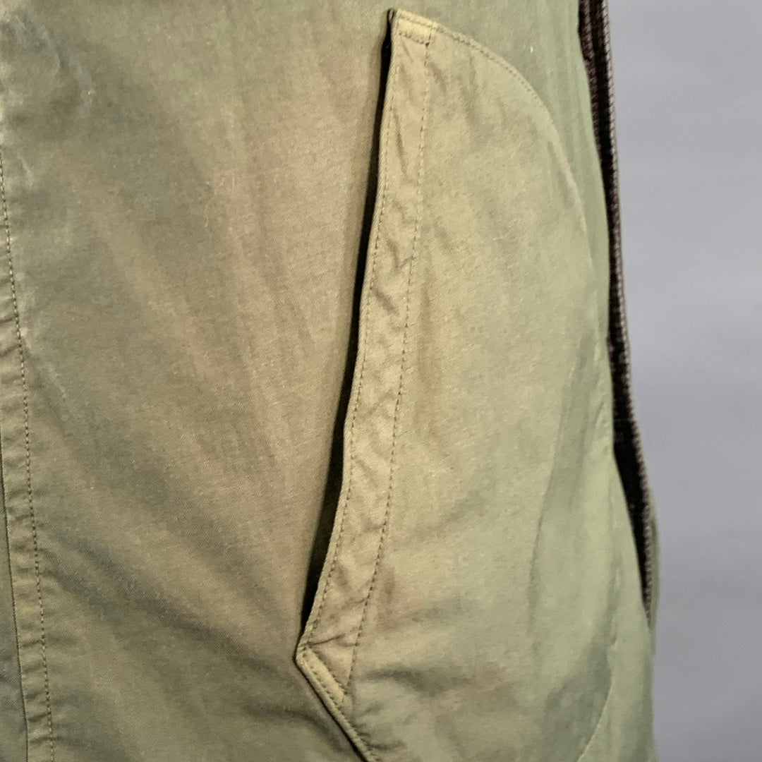 VISVIM Size L Green Black Grey Nylon Cotton Reversible Vest