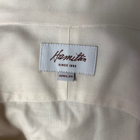 HAMILTON Size M Cream Solid Spread Collar Long Sleeve Shirt
