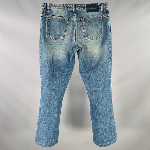 YVES SAINT LAURENT Size 32 Blue Wash Cotton Bootcut Button Fly Jeans