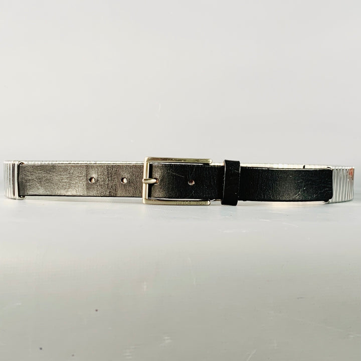 VIKTOR & ROLF Size 34 Silver Black Metal Leather Belt