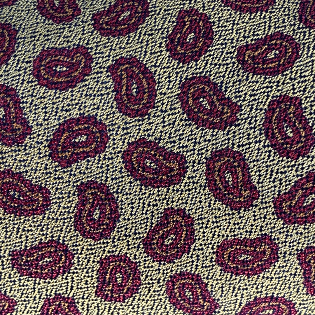 ETRO Burgundy Yellow Paisley Silk Tie