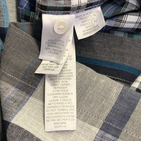 PS by PAUL SMITH Chemise à manches longues, coupe décontractée, en mélange de coton, à carreaux gris et bleus, taille M