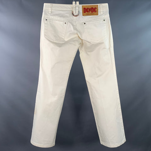 DSQUARED2 Size 34 Cream Twill Cotton Straight Casual Pants