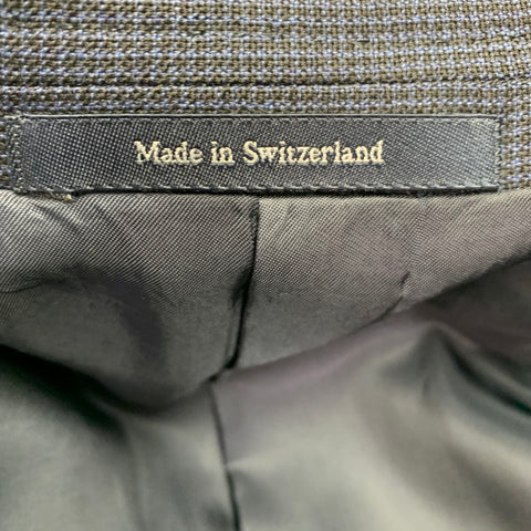 ERMENEGILDO ZEGNA Size 40 Navy Black Checkered Wool Sport Coat