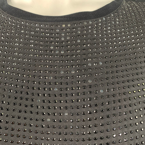 GUCCI Size XL Black Grey Studded Silk Dolman Sleeve T-shirt