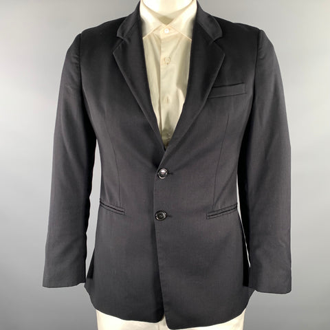 EMPORIO ARMANI Size 42 Black Pinstripe Wool Notch Lapel Sport Coat