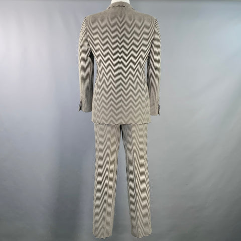 EMPORIO ARMANI Size 40 Regular Black White Chevron Virgin Wool Notch Lapel Suit