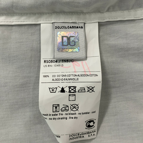 D&amp;G DOLCE &amp; GABBANA Taille S Chemise à manches longues en coton uni blanc avec poches plaquées