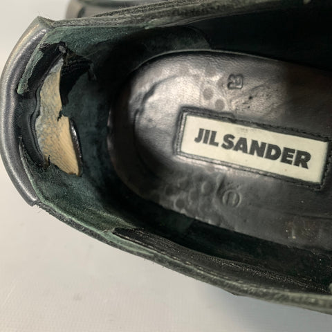 JIL SANDER Size 9 Black Leather Square Toe Lace Up Shoes