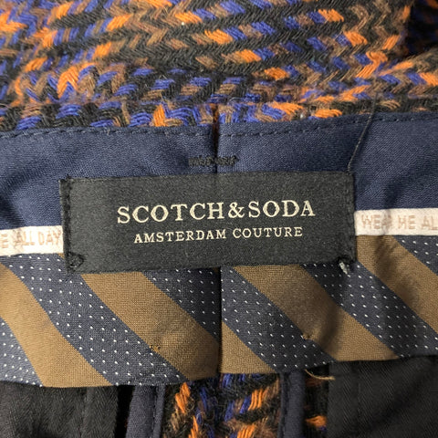 SCOTCH AND SODA Size 32 Black Orange Blue Tartan Polyester Blend Pants