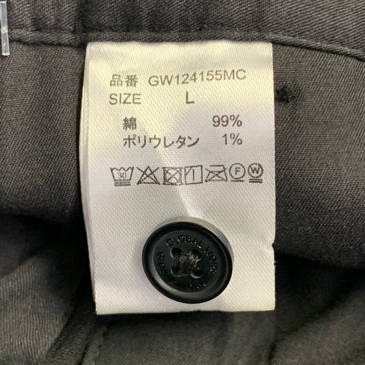 GLOBAL WORK Size L Black Corduroy Cotton Blend Drawstring Casual Pants