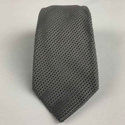 JOHN VARVATOS Grey Black Diagonal Stripe Cotton Tie