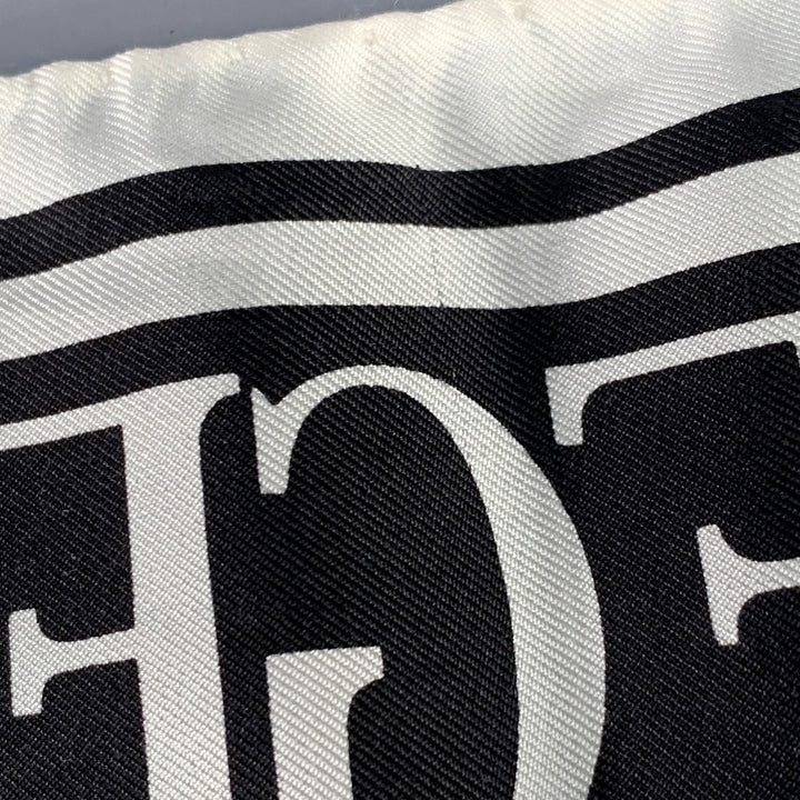 JAEGER Black White Monogram Silk Pocket Square