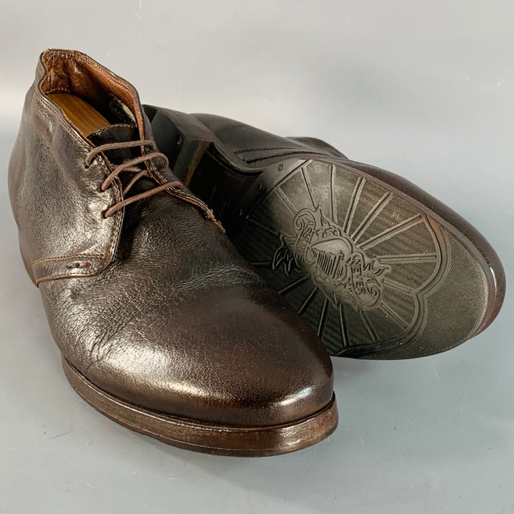 PAUL SMITH Size 10 Brown Leather Lace-Up Ankle Boots