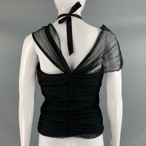 PHILOSOPHY di ALBERTA FERRETTI Size 6 Black Cotton Ruched Halter Dress Top