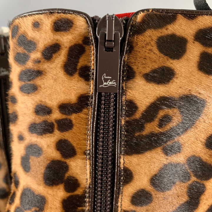 CHRISTIAN LOUBOUTIN Size 9 Brown Tan Animal Print Leather Platform Boots