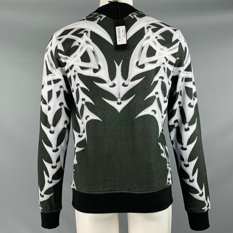 JUST CAVALLI Size M 2015 Black White Graphic Cotton Crew Neck Sweatshirt