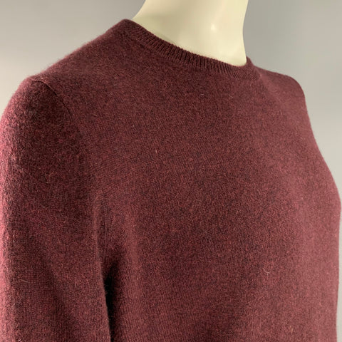 NORDSTROM Size XL Burgundy Knitted Cashmere Crew-Neck Sweater