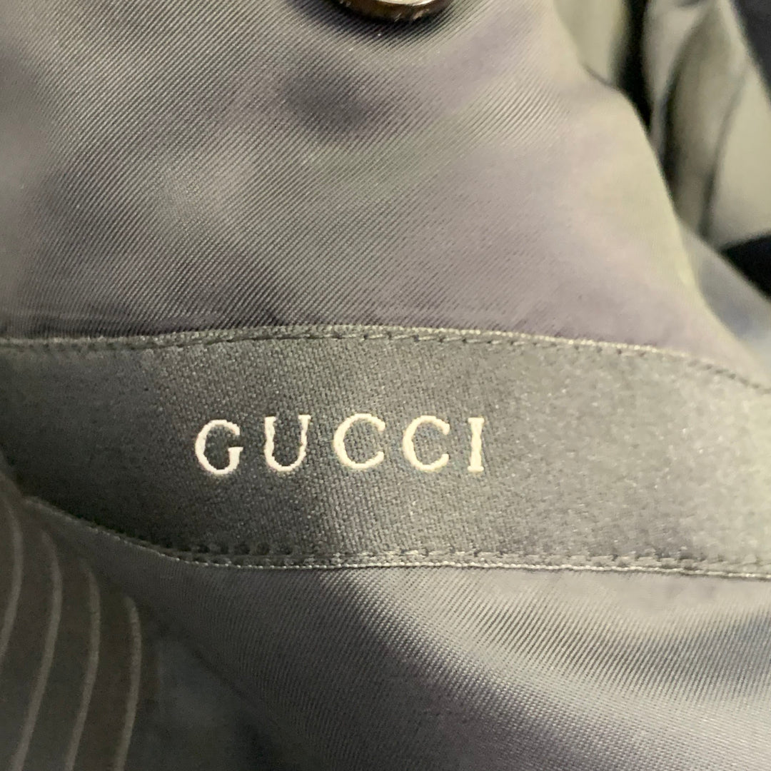 GUCCI Size 40 Black Grey Pinstripe Wool Mohair Single Breasted Suit