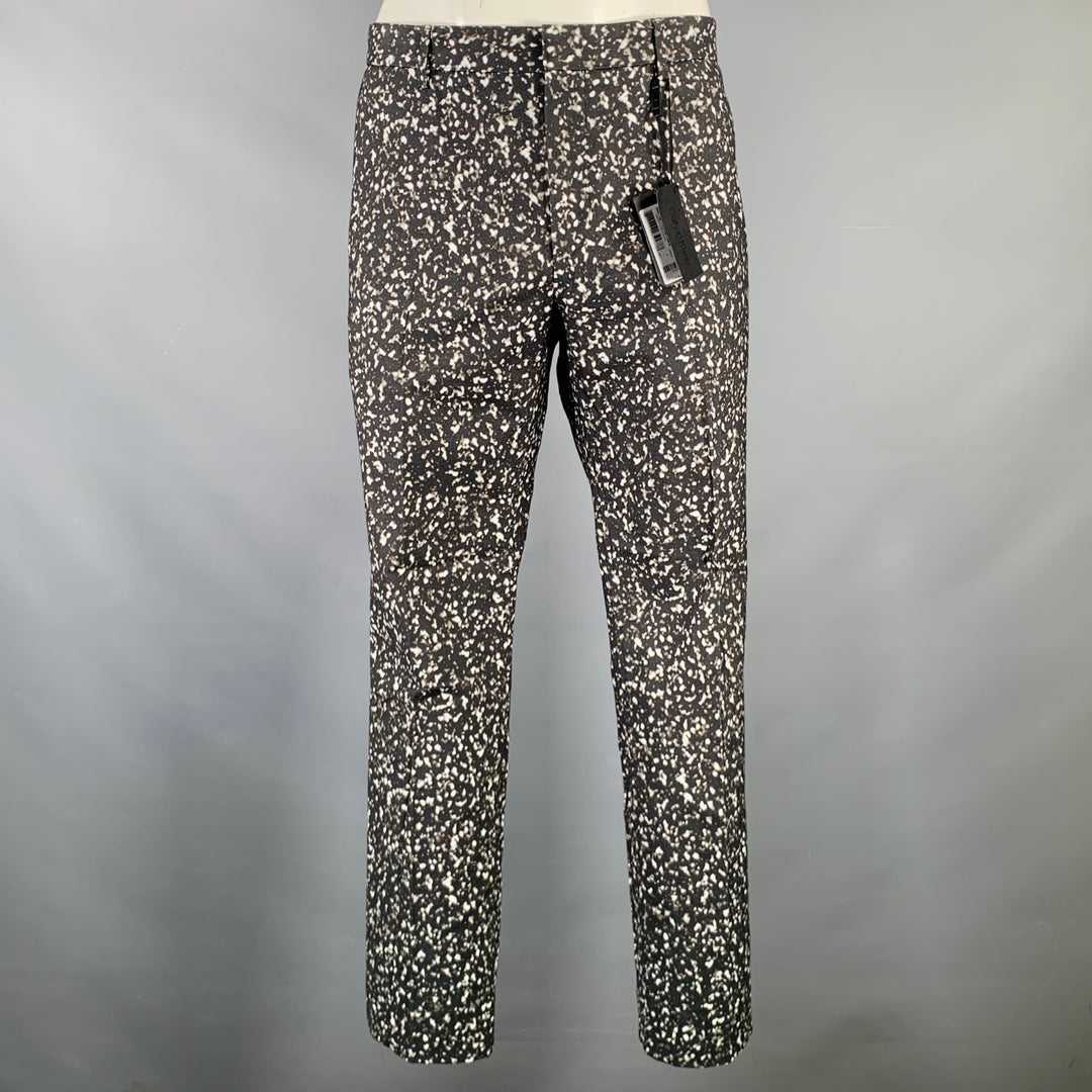 CALVIN KLEIN COLLECTION Size 36 Black White Print Cotton Blend Dress Pants  – Sui Generis Designer Consignment
