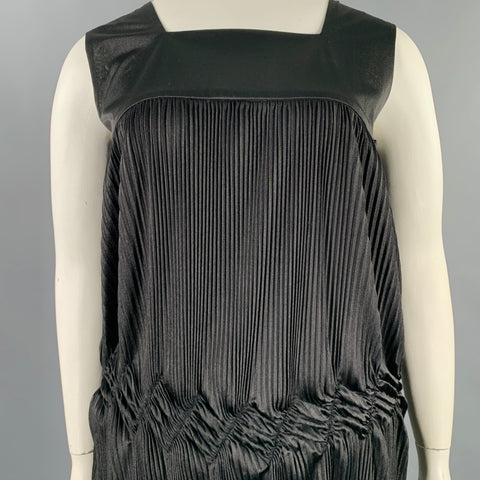 COMME des GARCONS Size L Black Polyester Pleated Sleeveless Long Dress