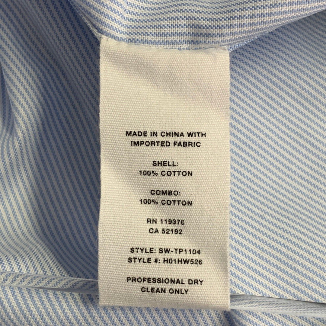 HELMUT LANG Size L Blue White Cotton Stripe Contrast Trim Tuxedo Shirt