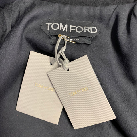 TOM FORD Size 2 Black Virgin Wool Blend Double Breasted Trench Coat