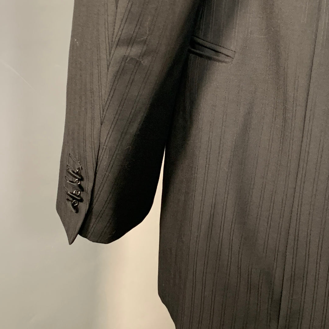 ERMENEGILDO ZEGNA Size 44 Long Black Pinstripe Wool Tuxedo
